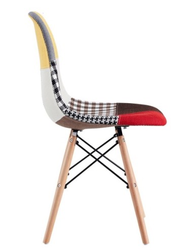 Silla STAR PAT24, madera, tejido patchwork color 24