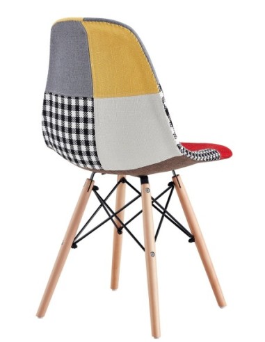 Silla STAR PAT24, madera, tejido patchwork color 24