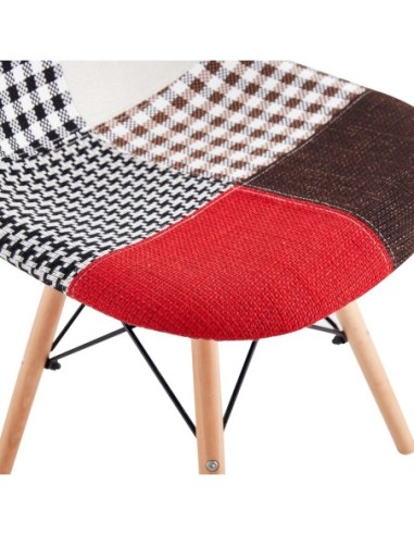 Silla STAR PAT24, madera, tejido patchwork color 24