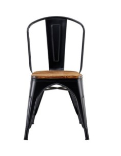 Silla TOL EK WOOD, acero, negra, asiento madera 2