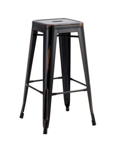 Taburete TOL EK VINTAGE, acero, negro
