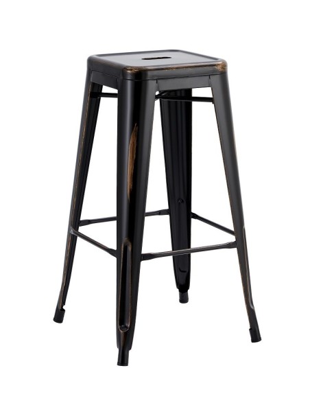 Taburete TOL EK VINTAGE, acero, negro
