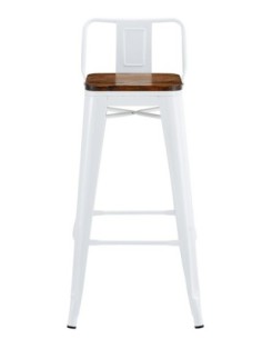Taburete TOL R1 EK WOOD, acero, blanco, asiento madera 2