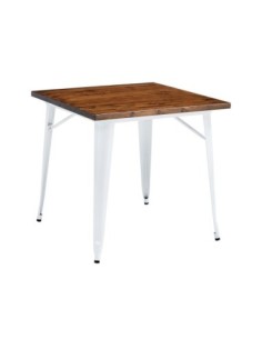 Mesa TOL EK WOOD, acero, madera, blanca, 80x80 cms