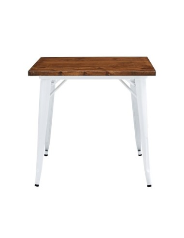 Mesa TOL EK WOOD, acero, madera, blanca, 80x80 cms