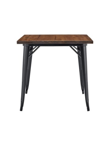 Mesa TOL EK WOOD, acero, madera, negra, 80x80 cms