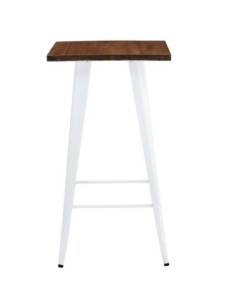 Mesa TOL EK WOOD, alta, acero, madera, blanca, 60x60 cms 2