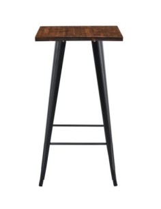 Mesa TOL EK WOOD, alta, acero, madera, negra, 60x60 cms 2