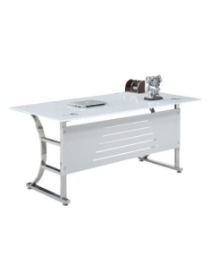 Mesa de oficina CADORE, vidrio templado super blanco, 180 x 85 cms