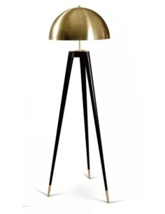 Lámpara ATOM, de pie, metal, negra y dorada