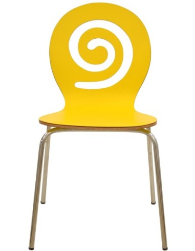 Silla PINSAPO, apilable, acero inoxidable, laminado amarillo