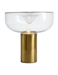 Lámpara HEROLD, sobremesa, metal dorado, tulipa de cristal