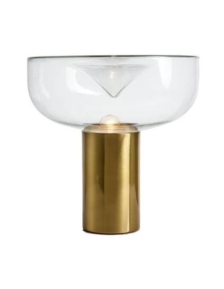 Lámpara HEROLD, sobremesa, metal dorado, tulipa de cristal