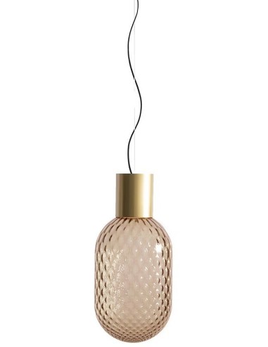 Lámpara GERA COH43, colgante, aluminio, dorada, cristal