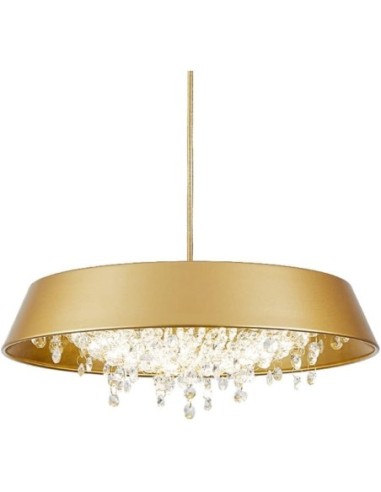 Lámpara JENA DO, colgante, metal, dorada, cristal, led