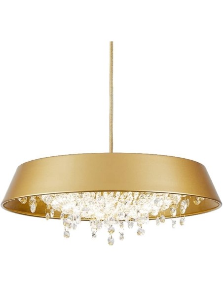 Lámpara JENA DO, colgante, metal, dorada, cristal, led