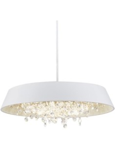 Lámpara JENA BL, colgante, metal, blanca, cristal, led