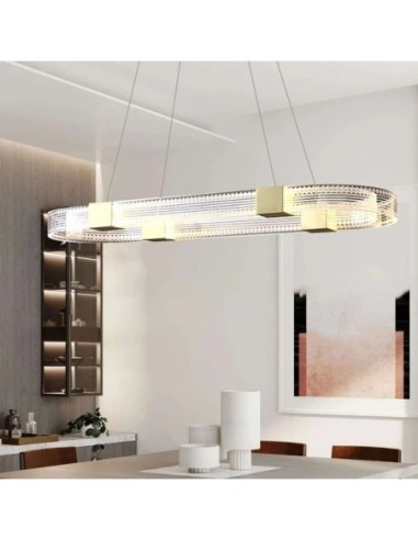 Lámpara TISSA, colgante, metal, dorada, acrílica, led