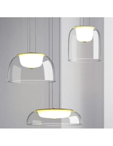 Lámpara WITTEN H170, colgante, metal, cristal, led