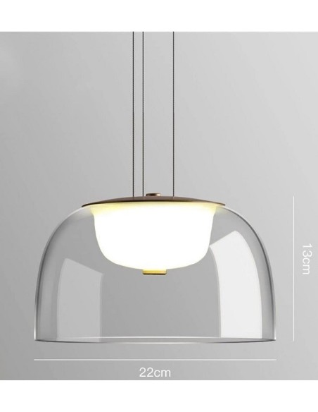 Lámpara WITTEN H130, colgante, metal, cristal, led