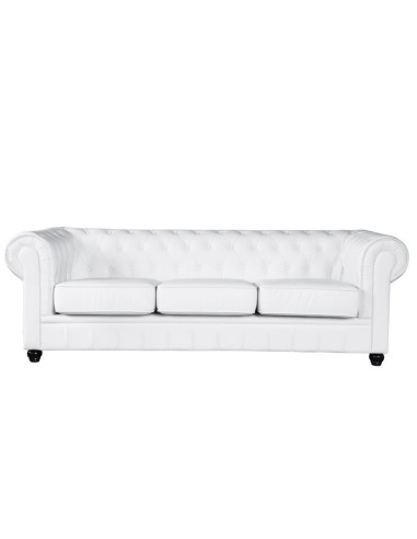 Sofá CHESTER NEW, 3 plazas, similpiel blanca
