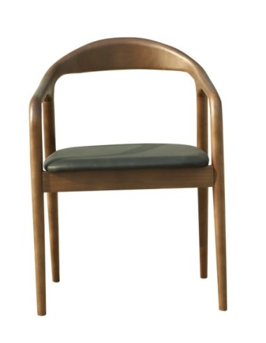 Sillón BALCANES, madera de haya, nogal, similpiel negro