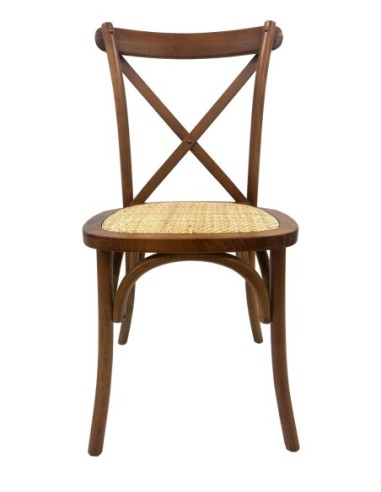 Silla CROSS SX, madera de haya, nogal, asiento de ratán
