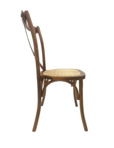 Silla CROSS SX, madera de haya, nogal, asiento de ratán