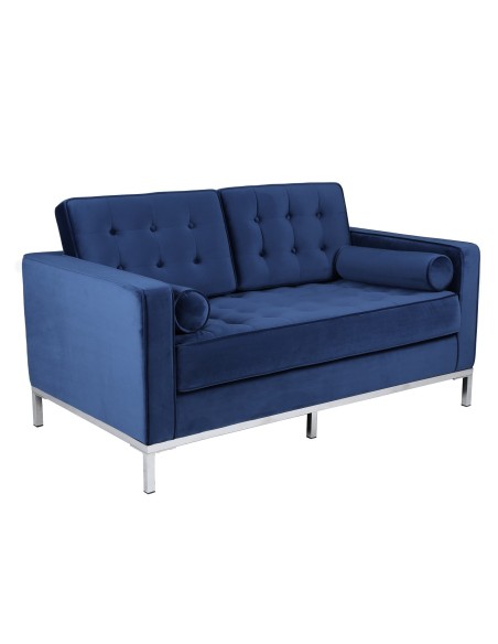Sofá ARLES, 2 plazas, tejido velvet azul