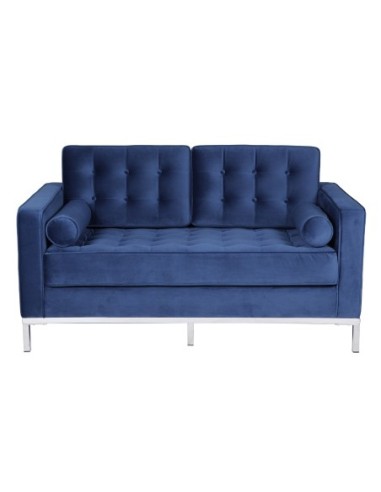Sofá ARLES, 2 plazas, tejido velvet azul