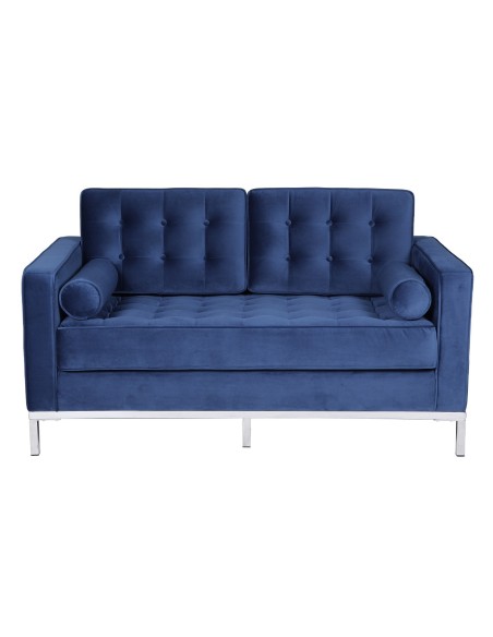 Sofá ARLES, 2 plazas, tejido velvet azul