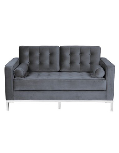 Sofá ARLES, 2 plazas, tejido velvet gris