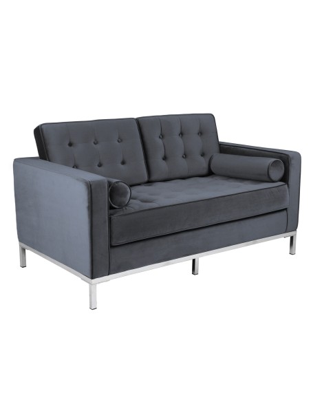 Sofá ARLES, 2 plazas, tejido velvet gris
