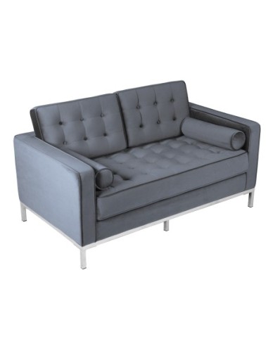 Sofá ARLES, 2 plazas, tejido velvet gris
