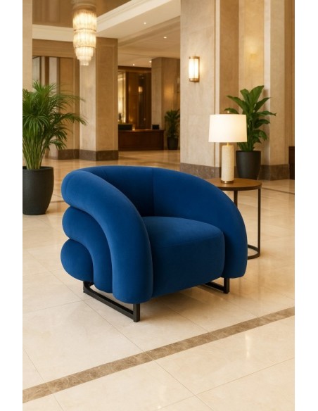 Sillón KARLOVY, tapizado velvet azul