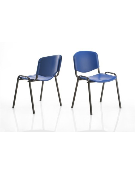 Silla NIZA, chasis negro y plástico azul