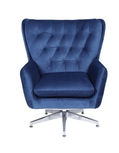 Sillón BÉCQUER, giratorio, regulable, tapizado velvet azul