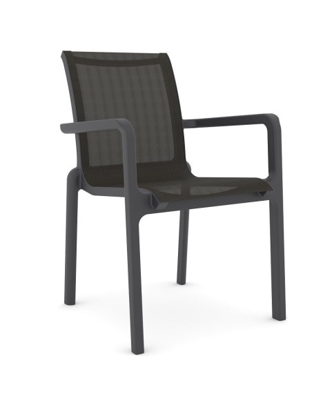 Sillón NEPTUNO, apilable, polipropileno y batyline antracita