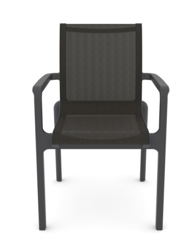 Sillón NEPTUNO, apilable, polipropileno y batyline antracita