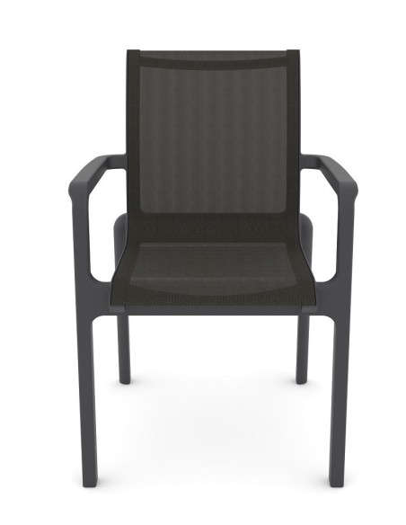 Sillón NEPTUNO, apilable, polipropileno y batyline antracita