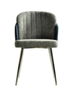 Silla DRESDE, cromada, tapizada chenilla azul y gris claro 2