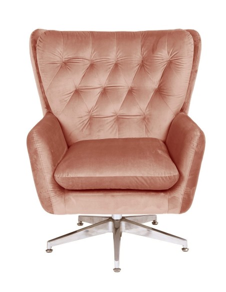 Sillón BÉCQUER, giratorio, regulable, tapizado velvet rosa