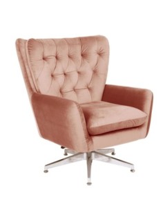 Sillón BÉCQUER, giratorio, regulable, tapizado velvet rosa 2