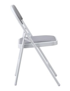 Silla SMART, plegable, metal, epoxi blanco, vinilo gris claro 2