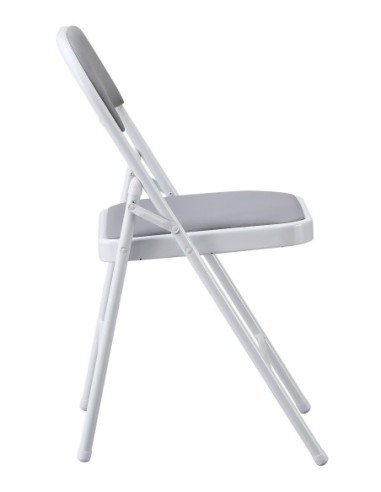 Silla SMART, plegable, metal, epoxi blanco, vinilo gris claro