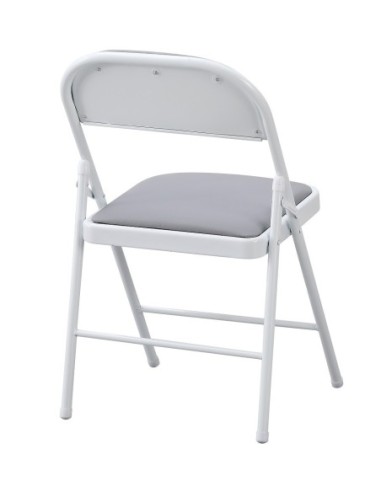 Silla SMART, plegable, metal, epoxi blanco, vinilo gris claro