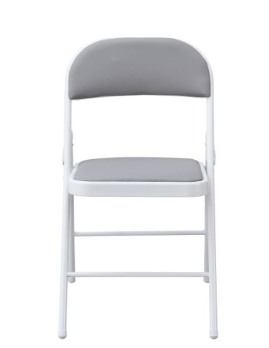 Silla SMART, plegable, metal, epoxi blanco, vinilo gris claro