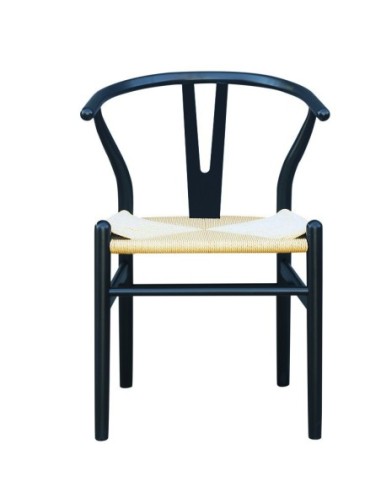 Silla WISH, madera de haya, negro, fibra trenzada