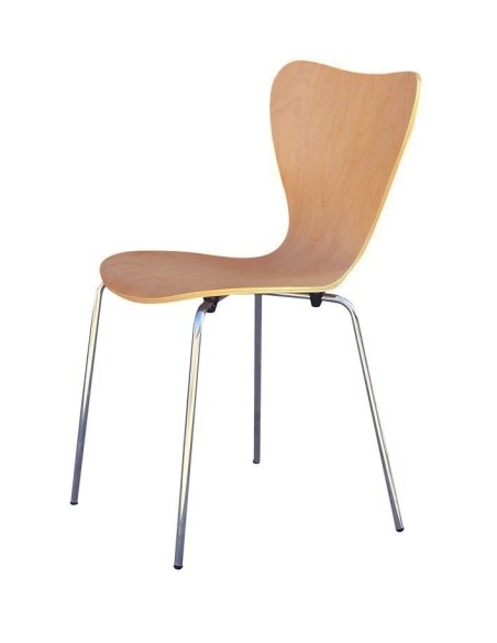 Silla JACOBO, apilable, cromada, acabado natural