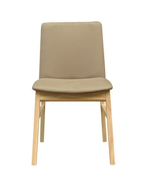 Silla ALPES, madera de haya, natural, similpiel marrón